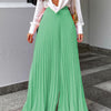 Elegant Style Solid Color Pleated Zipper Pants