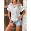 Womens Summer Tops Trendy Lace Floral Crew Neck Short Sleeve T Shirts Dressy Casual Blouses