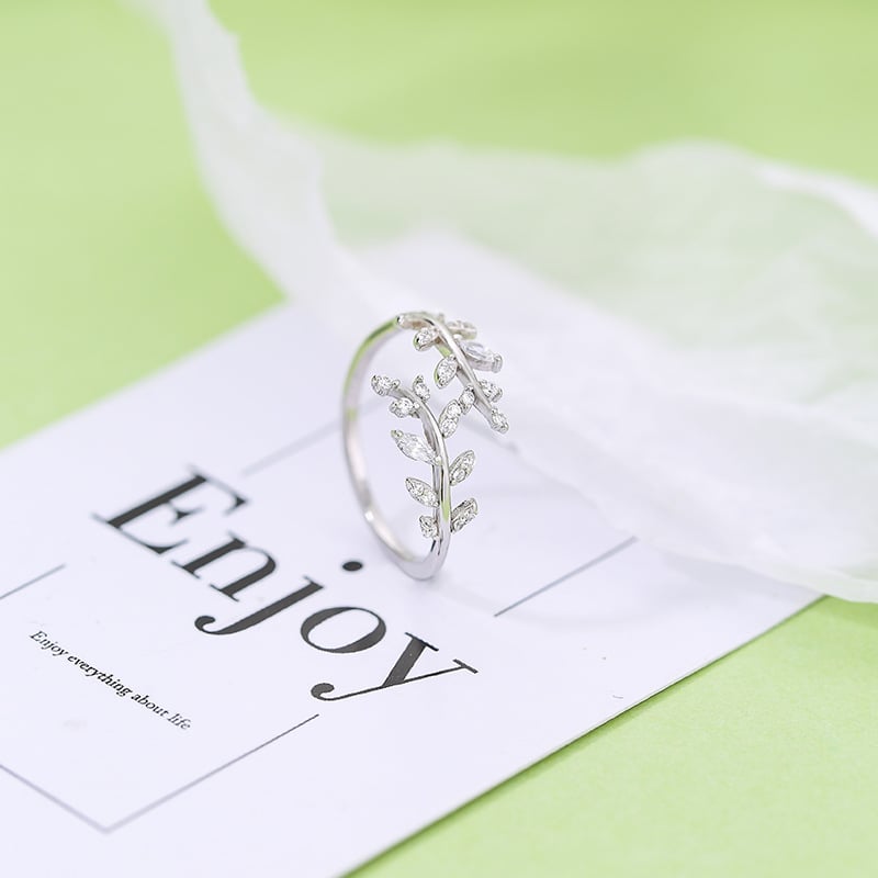 Leaves Sterling Silver Ring Women's ins Trendy Cold Style Simple Fashion Personality Girlfriend Index Finger Hand Jewelry Niche Design