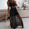 Women's Summer Elegant Lace Jumpsuit - V-Neck Sleeveless Romper With Intricate Detailing