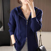 Double-headed Zipper Hooded Knit Women's Cardigan Coat
