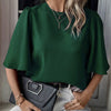 Women's Solid Color Round Neck Loose And Comfortable Shirt Top