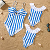 Parent-child Bikini Blue And White Stripe Swimsuit