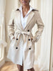 Women's Apricot Solid Color Lapel Neck Long-Sleeved Suspenders Double-Breasted