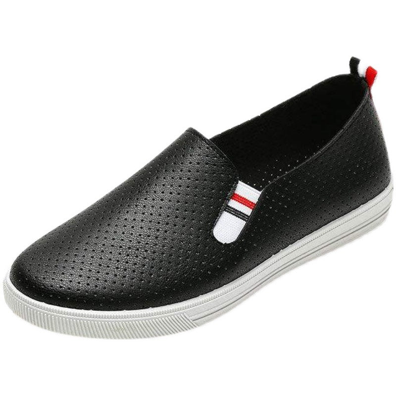 Old Beijing Cloth Shoes Women's Hollow Breathable Single-layer Shoes Flat Bottom All-match Cyber Popular White Shoes Soft Bottom