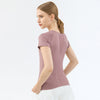 Mesh Stitching Yoga Short-sleeved Sports T-shirt Women's Round Neck Top