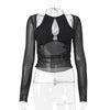 Hollow Out Irregular Slim-fit Slimming Long Sleeve Top