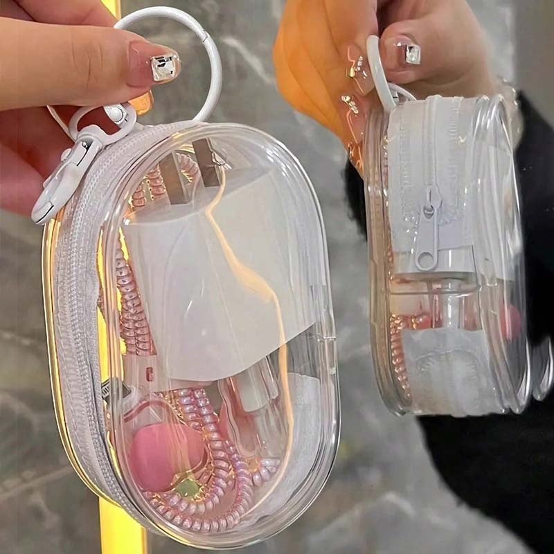 Data cable charger charging storage transparent winding portable portable go-out headset storage box mobile phone finishing bag