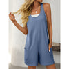 Womens Summer Casual Loose Tank Romper Sleeveless Scoop Neck Jumpsuit Shorts Romper With Pockets