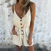 Womens Summer Casual Sleeveless Rompers Stylish Strappy Spaghetti Strap Loose Shorts Jumpsuit With Pockets