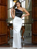 Women Sexy Off Shoulder Sleeveless Black&White Elegant  Bodycon Dress