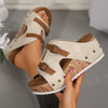 Foreign Trade plus size Thick Bottom Wedge Slippers 2025 Summer New Buckle with Bubble Bottom Beach Open Toe Women's Shoes