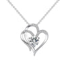 Amazon Explosions S925 Silver Double Love Necklace Women's European and American Fashion Joker Heart-shaped Clavicle Neck Chain