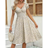 Women's Floral Summer Dress Casual Short Sleeve Ruffle Flowy Midi Sundress Boho Beach Vacation Dress
