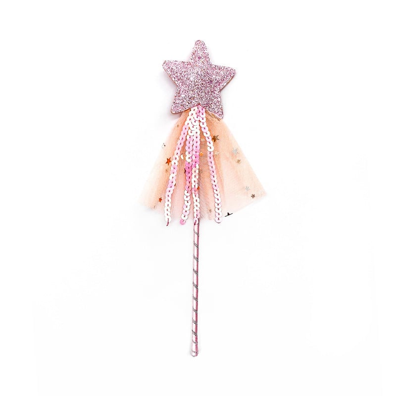 Girls pink sequins pentagram fairy wand magic wand Carnival Festival Children's Day party COSPLAY props