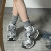 Silver thick-soled sports casual shoes