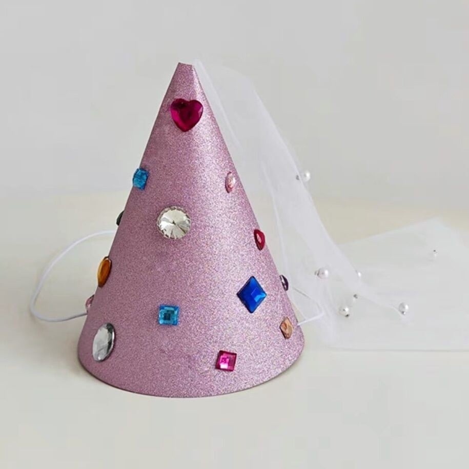 Color Diamond Princess Cap Triangle Cap Children's Festival One-year-old Party Venue Atmosphere Photo Props