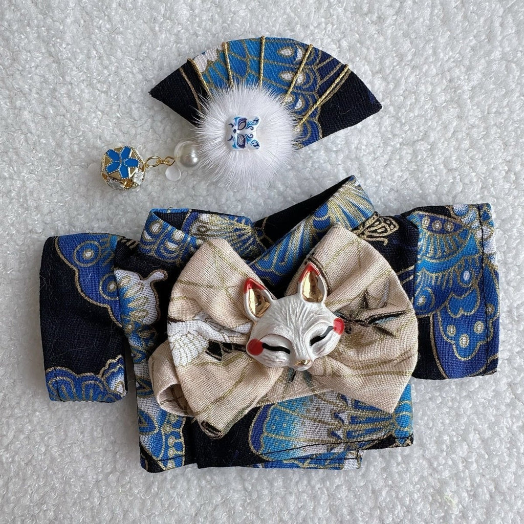 17cm Labubu Plush Doll with Kimono and Hair Accessories