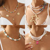 Personalized conch and starfish pendant necklace earrings