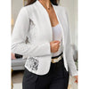 Women's Casual Lace Contrast Open Front Cardigan Jacket Long Sleeve Work Office Suit