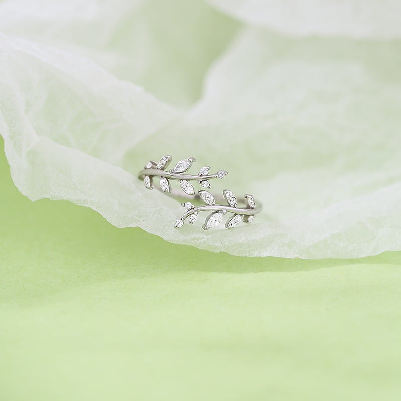 Leaves Sterling Silver Ring Women's ins Trendy Cold Style Simple Fashion Personality Girlfriend Index Finger Hand Jewelry Niche Design