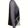 Women's Asymmetrical Design Metal Buckle Shoulder Abstract Print Long Sleeved Autumn And Winter T-shirt