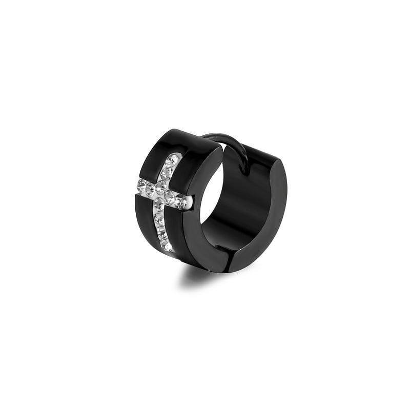 Titanium steel engraved cross stud earrings