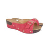 Belt-buckle, wedge heel, riveted flip-flops