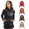 Women's Leather Thin Motorcycle Clothing Short Chic Women's Jacket