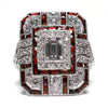 Artificial zircon ring with slightly set diamonds