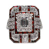 Artificial zircon ring with slightly set diamonds