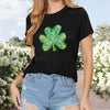 Women's Lucky Clover Print T-Shirt - Casual Short Sleeve Round Neck Tee, Simple Summer Style