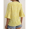 Womens Summer Floral Print Blouses V-Neck Flare Sleeve Tops Dressy Casual T-Shirts