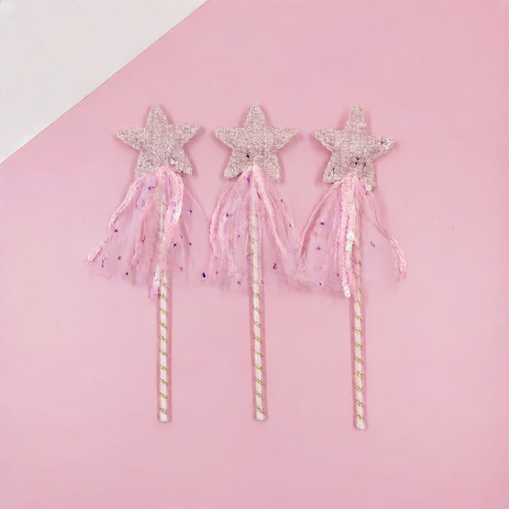 Girls pink sequins pentagram fairy wand magic wand Carnival Festival Children's Day party COSPLAY props