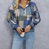 Women's Hooded Geometric Print Drawstring Fashionable Casual Hoodie Top