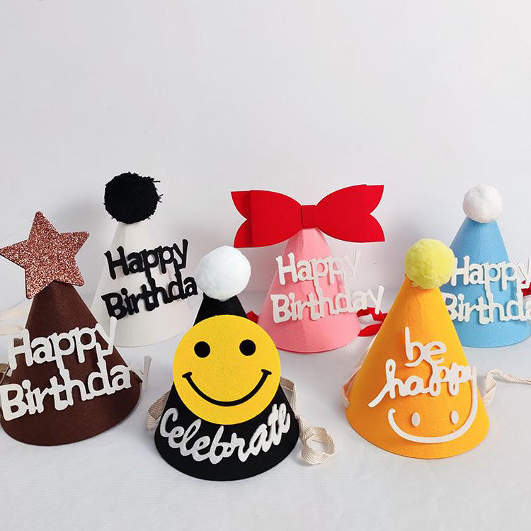Felt hat children's birthday non-woven hat party yellow crown decorative hat diy crown props