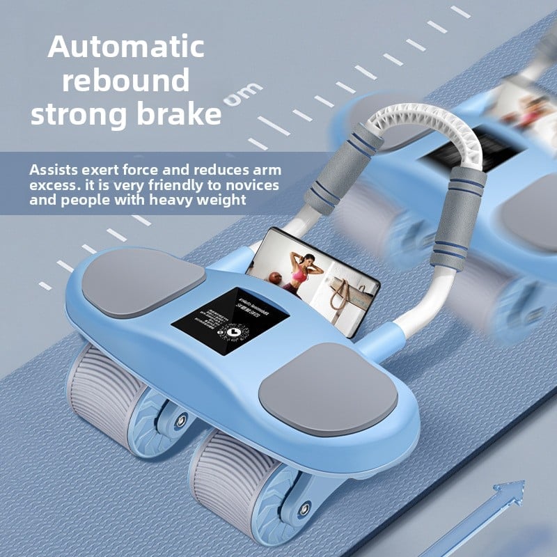 Abdominal Wheel Four-Wheel Elbow Support Intelligent Timing Mobile Phone Holder Automatic Rebound Flat Support Abdominal Roll Two-In-One