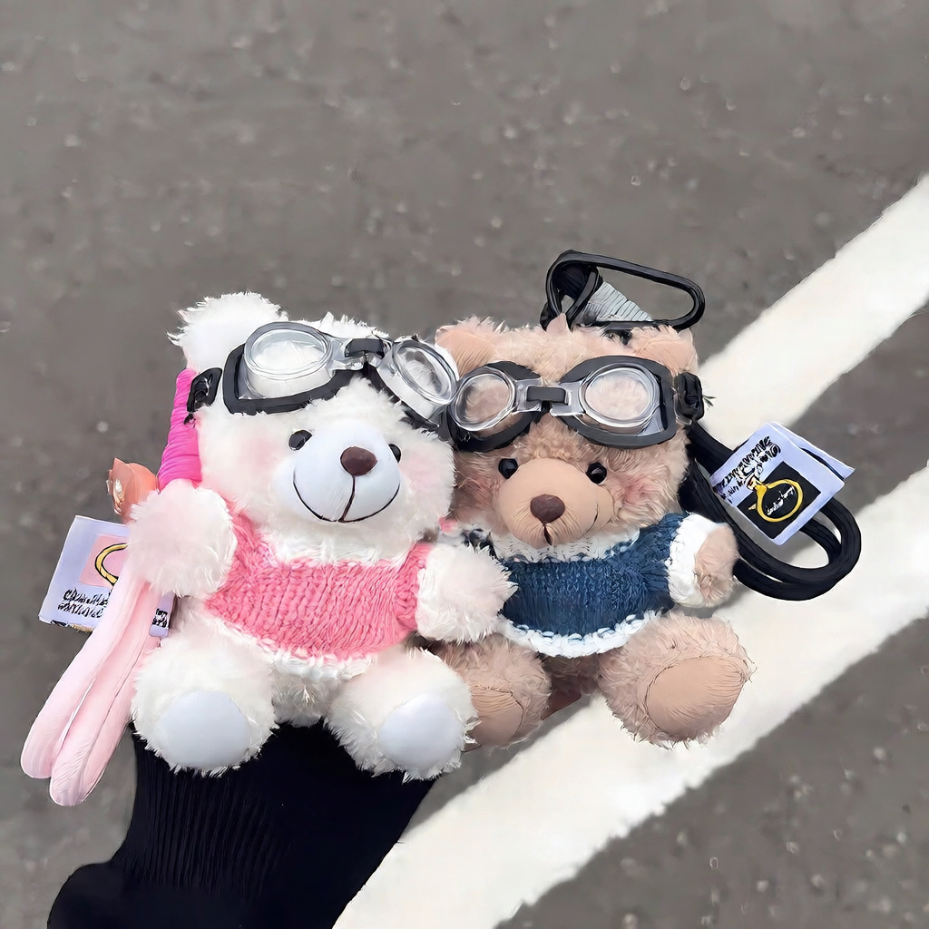 Pilot Bear plush pendant