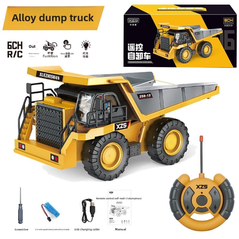 children's remote control excavator engineering vehicle alloy digging dump truck bulldozer toys