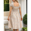 Women's Floral Summer Dress Casual Short Sleeve Ruffle Flowy Midi Sundress Boho Beach Vacation Dress