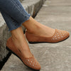 European American Style Flat heeled Shoes Low cut Mother's Shoes for Plus size Women Round-toe Rhinestone adorned Single Shoes