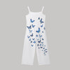 Ladies' Butterfly Printed Button Detail Casual Style Overalls