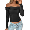 Y2g Pleated Off-shoulder Long Sleeve Sexy Hot Girl Top