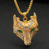 Gold and silver wolf-head necklace
