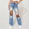 Women's High-Waist Jeans, Straight-Leg Ankle-Length Jeans In A Classic Style, Cotton Denim For All Seasons Forbidden Platform - Temu