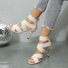Fish-mouth high-heeled solid-color sandals