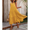 Women's Summer Casual Sleeveless V Neck Swing Dress Flowy Tiered Maxi Beach Dress