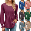 Women's Solid Color Casual Puff Sleeve Round Neck Top