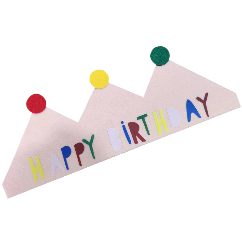 INS New Felt Crown Letter Birthday Hat for Kids Party