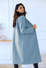 Simple Double Breasted Long Sleeve Lapel Button Woolen Coat